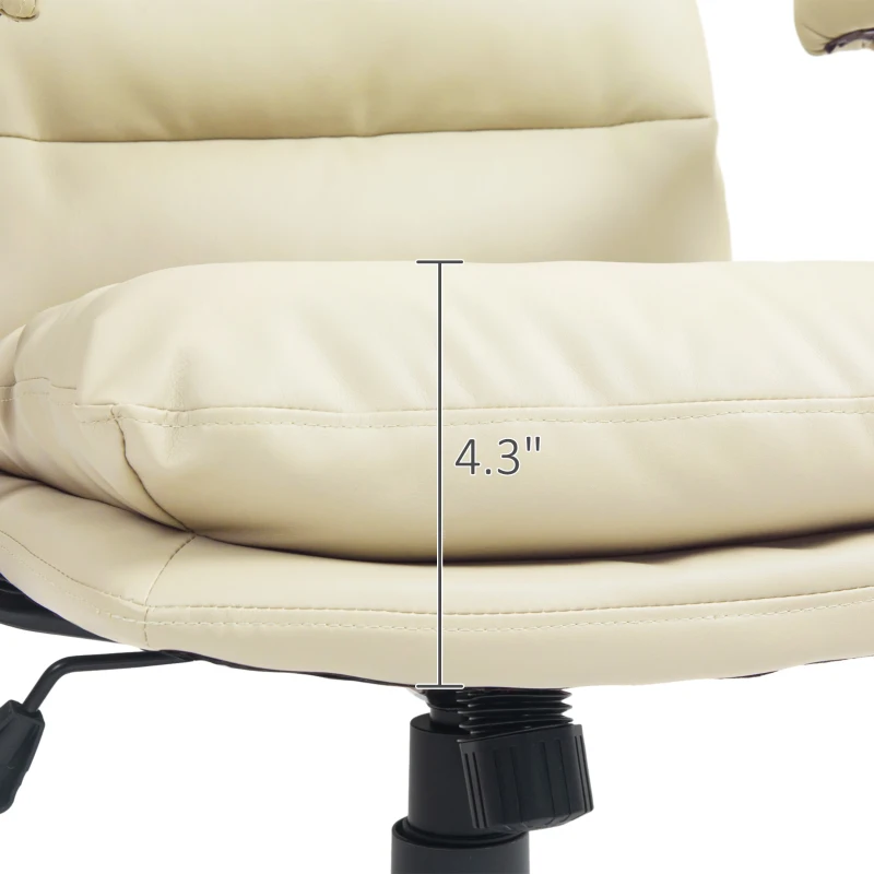 HOMCOM Home Office Chair, PU Leather Computer Desk Chair, Swivel Task Chair with Adjustable Height, Beige