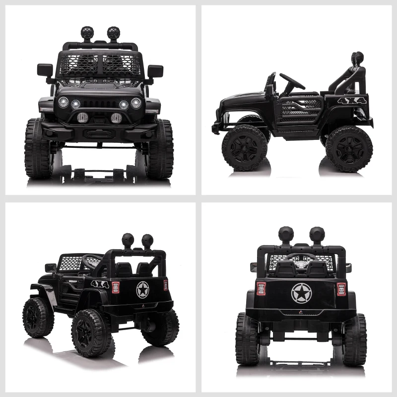 Aosom 12V Battery Powered Kids Ride On Car Off Road Truck Toy w/ Parent Remote, Black