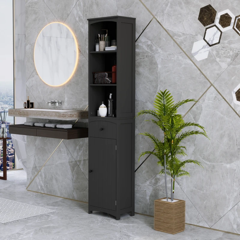 HOMCOM Tall Bathroom Cabinet Storage Organizer, Tall Cabinet with Shelves and Drawer
