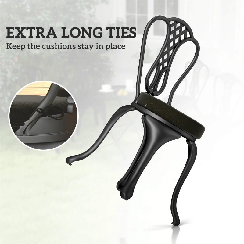 Outsunny Patio Chair Cushions Set of 4 Round Seat Cushions for Dining Bistro Chairs Machine Washable, 15" x 15" x 3", Black