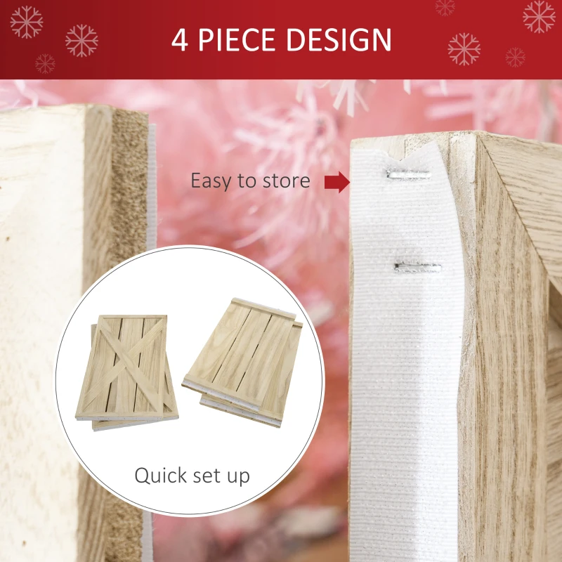 HOMCOM 28" Farmhouse Christmas Tree Base Cover Wooden Christmas Tree Collar Box Home Decoration, Light Distressed Wood Finish