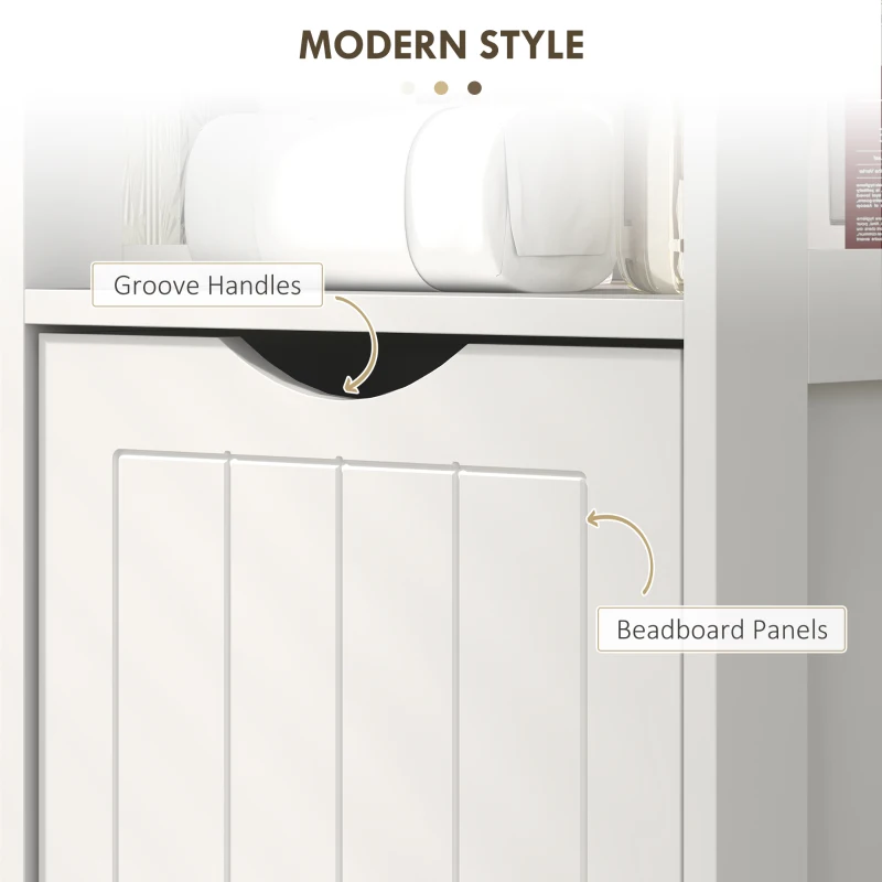 HOMCOM Narrow Bathroom Storage Cabinet, Bathroom Cabinet with 2 Drawers & 3 Open Shelves, Slim Bathroom Floor Cabinet, White