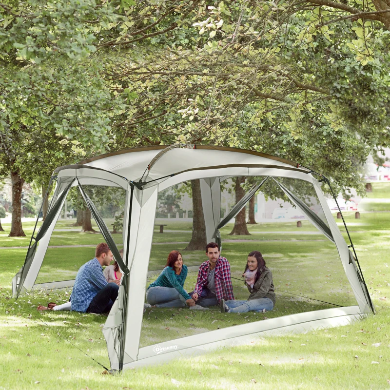 Outsunny 12' x 12' Screen House, UV50+ Screen Tent with 2 Doors & Carry Bag for Outdoor Camping Activities, Easy Setup, White