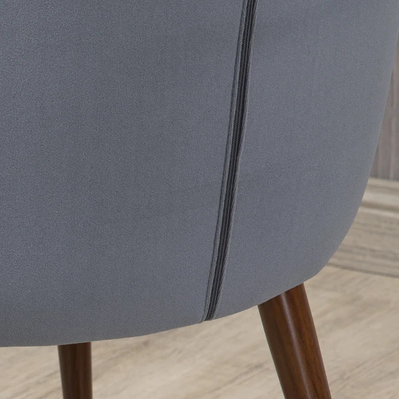 HOMCOM Dining Chairs Set of 2, Modern Wingback Kitchen Chairs with Velvet Fabric Upholstery, Tufted, Steel Legs, Accent Arm Chairs for Living Room, Dining Room, Bedroom, Grey