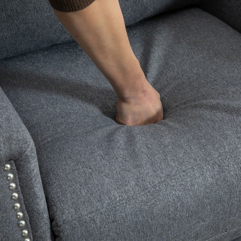 HOMCOM Modern Push Back Manual Recliner Chair Fabric Upholstered Armchair Home Lounge Sofa for Living Room & Bedroom