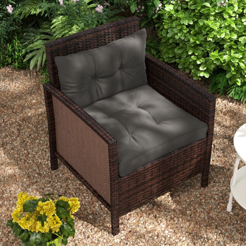 Outsunny 2-Piece Back and Seat Cushion Pillows Replacement, Button Tufted Patio Chair Cushions Set, Charcoal Grey