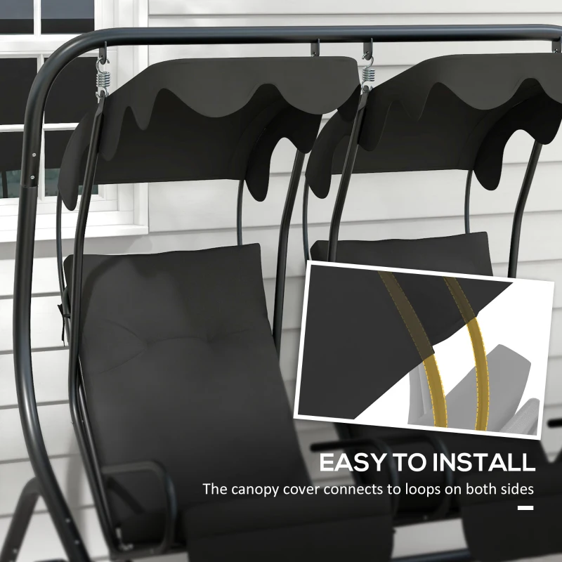 Outsunny 84A-052 Series 2-Seater Swing Canopy Replacement Top Cover, Black