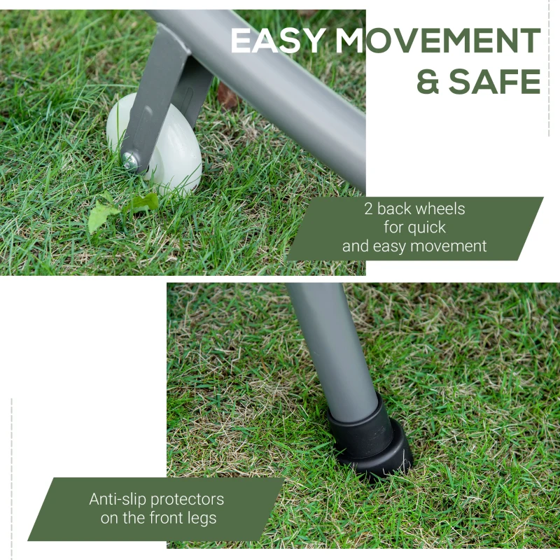 Outsunny Patio Double Chaise, Outdoor Lounge Bed with Canopy and Headrest Pillow, Portable Patio Sunbed Hammock Lounger, Cream White