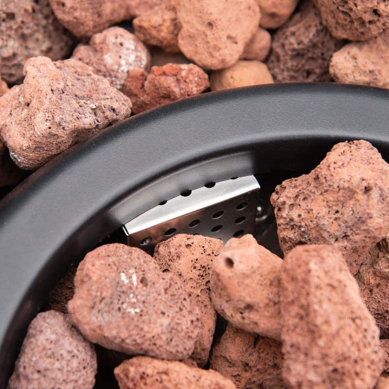 Outsunny 36" Firepit Table for Outside, 50,000 BTU Large Rectangular Stone Gas Firepit with Lava Rocks & Rain Cover, Fits 20lb Tank, Gray