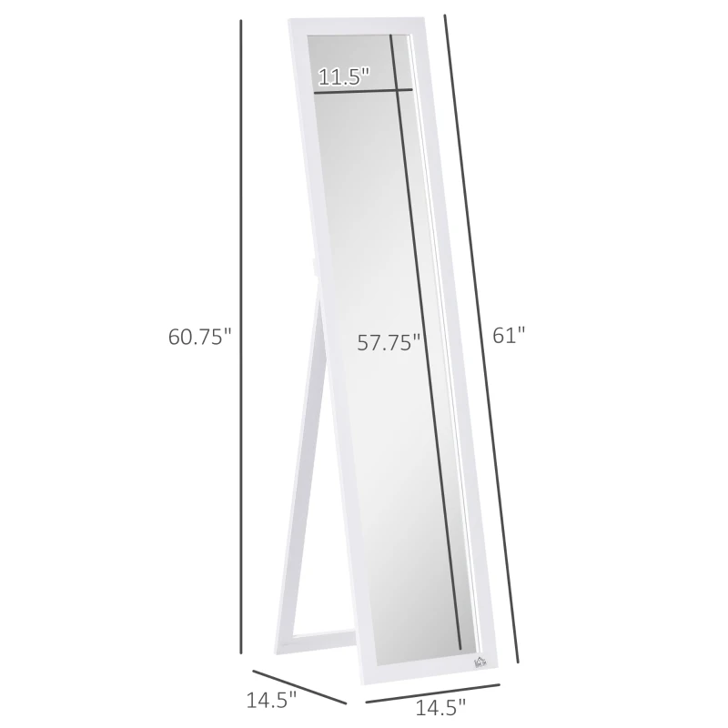 HOMCOM White Full Length Mirror, Freestanding or Wall Mounted for Bedroom, Living Room, Bathroom