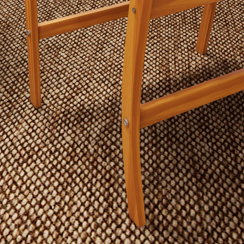 Outsunny 3 Piece Patio Set, Small Patio Table and Chairs, Wooden Outdoor Bistro Set w/ Cushions, Round Coffee Table, Brown