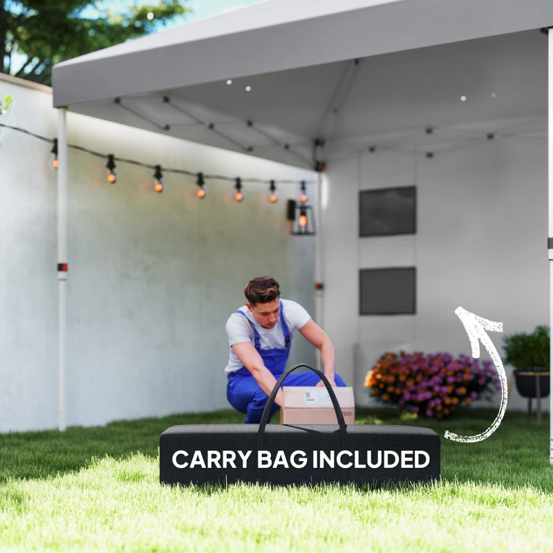 Outsunny 10' x 10' Pop Up Canopy Tent with Sidewall, Height Adjustable Instant Sun Shelter with Storage Pockets, Light Grey