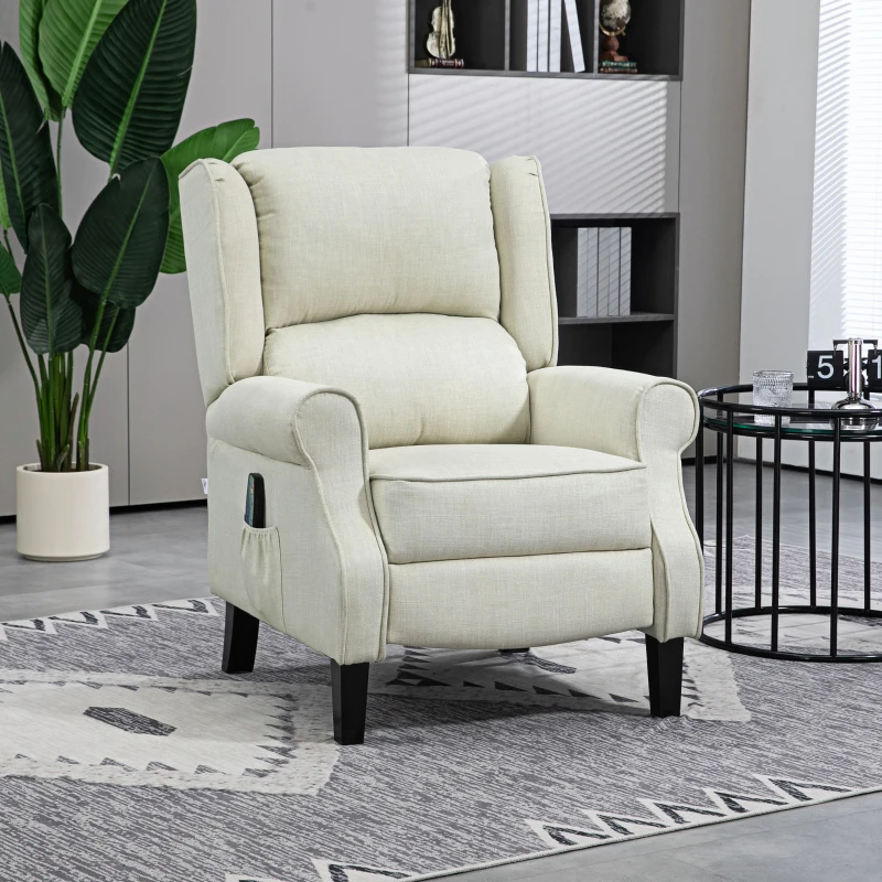 HOMCOM Vibrating Massage Recliner Chair with Heat, Wingback Push Back Reclining Chair for Living Room, Beige