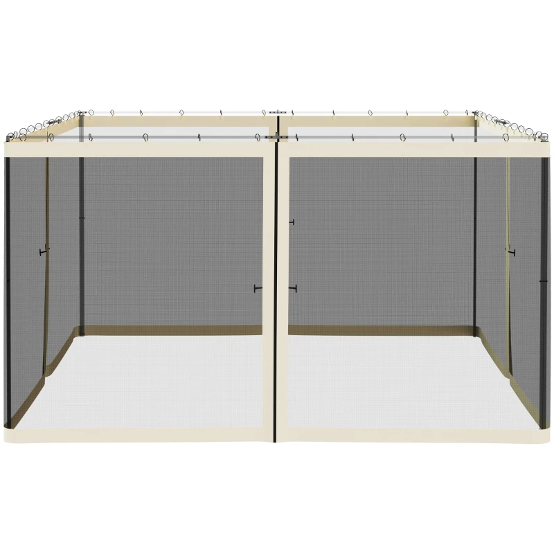 Outsunny Replacement Mesh Sidewall Netting for 12' x 12' Gazebos and Canopy Tents with Zippers, (Sidewall Only) Cream