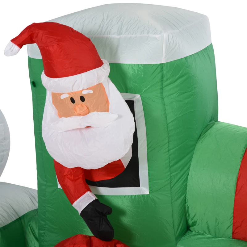 HOMCOM 11ft Christmas Inflatables Outdoor Decorations Holiday Train with Santa, Snowman and Penguin, Blow-Up Yard Christmas Decor with LED Lights Display