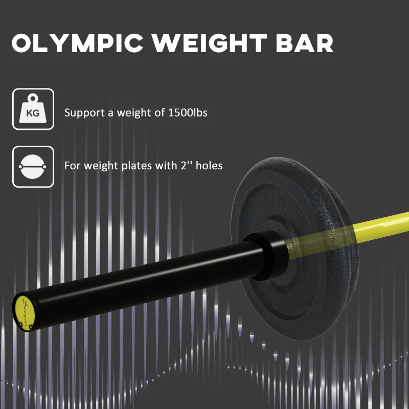 Soozier 7.2ft Weight Bar, Olympic Bar with Rotating Sleeves, Non-Slip Knurling Grip, 1500lbs Weight Capacity, Yellow
