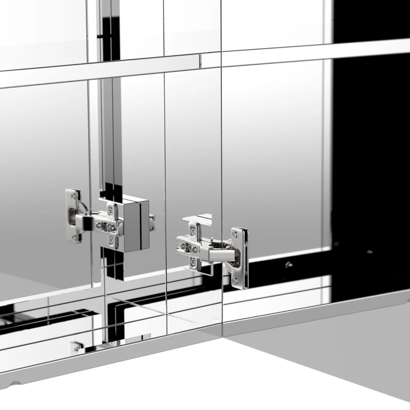 HOMCOM Wall Mounted Mirror Cabinet, Bathroom Medicine Cabinet with Mirror, 2 Doors and 3-tier Shelving, Silver