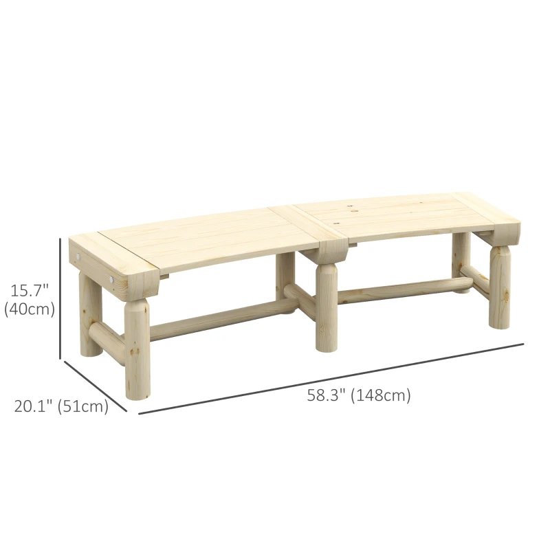 Outsunny Wooden Outdoor Bench, Wrap Around Tree Bench with Slatted Seat for Yard, Garden, Deck, Lawn, Natural