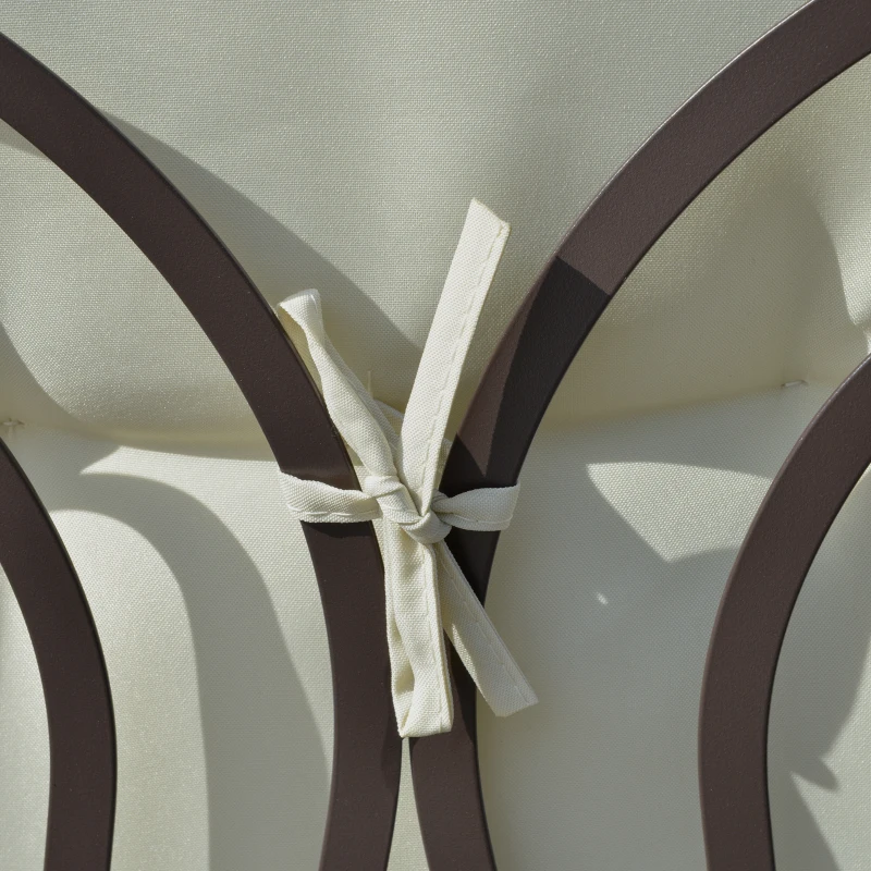 Outsunny 2-Person Patio Swing Bench with Adjustable Shade Canopy, Soft Cushions, Throw Pillows and Tray, Beige.