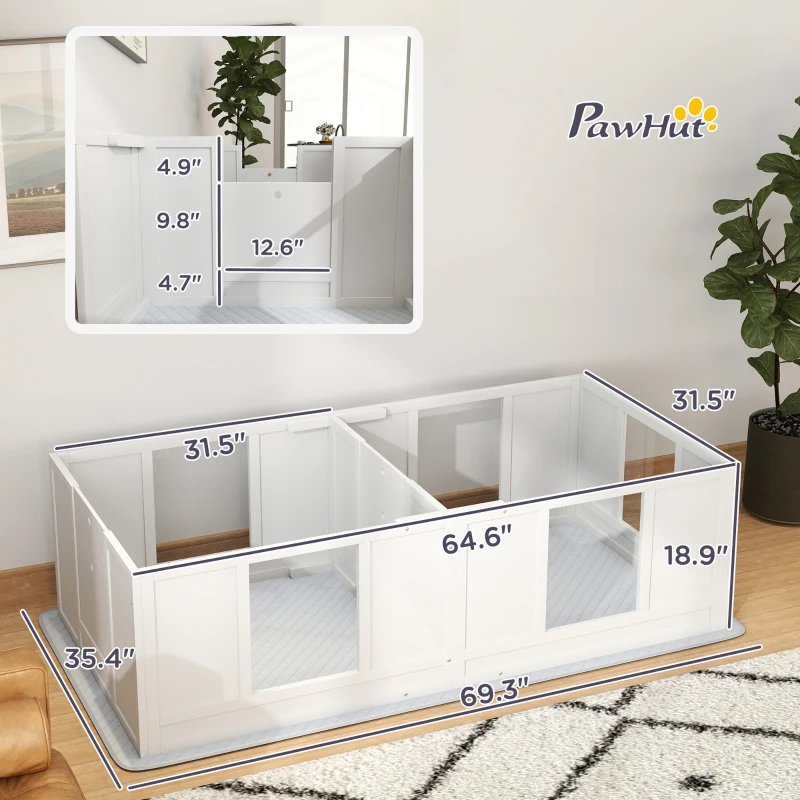 PawHut Double Room Design Whelping Box for Dogs with Whelping Pad, Clear Panels, Adjustable Entrance, for Small Dogs
