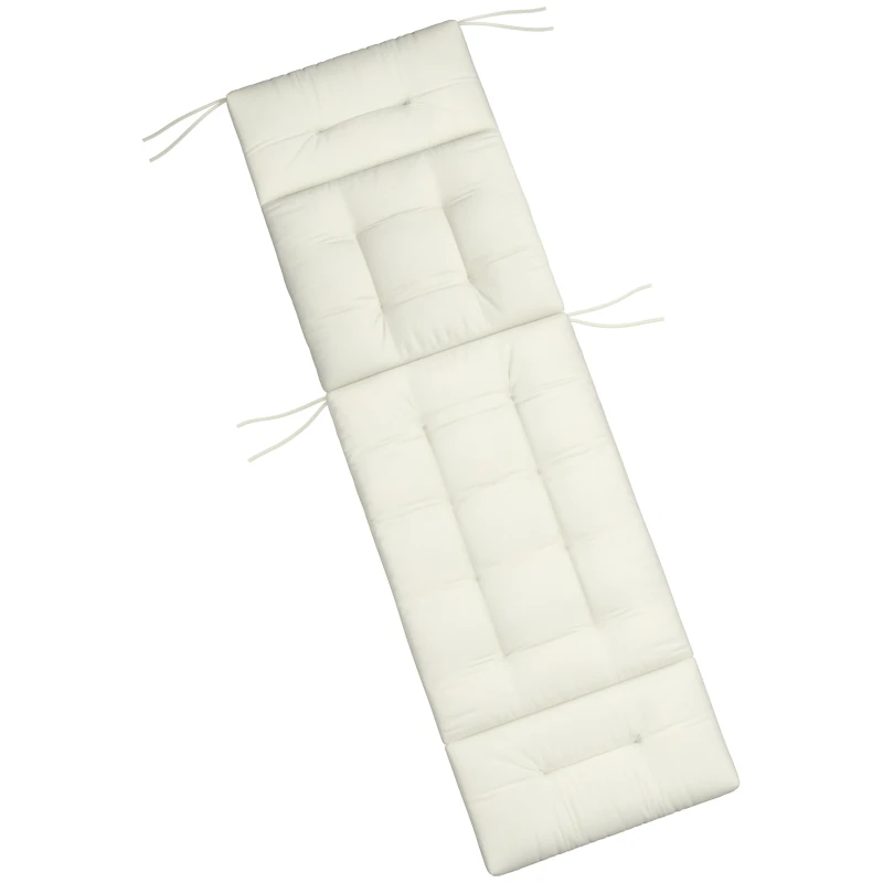 Outsunny 5" Thick Patio Chaise Lounge Lounge Chair Cushion with Backrest, Soft Cotton Padded for Indoor Outdoor Use, Cream White