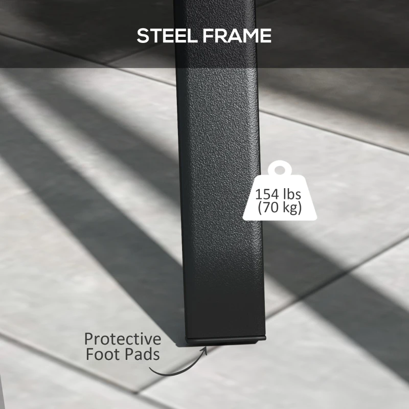 Outsunny Rectangle Patio Dining Table for 6 People with Steel Legs, Metal Tabletop for Garden, Backyard, Lawn, Balcony, Black