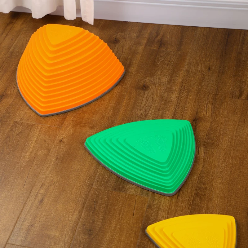 Outsunny 11 PCs Stepping Stones Kids with Non-slip Rubber, Stackable Balance River Stones for Obstacle Course Sensory Play, Outdoor Indoor for 3-8 Years Old