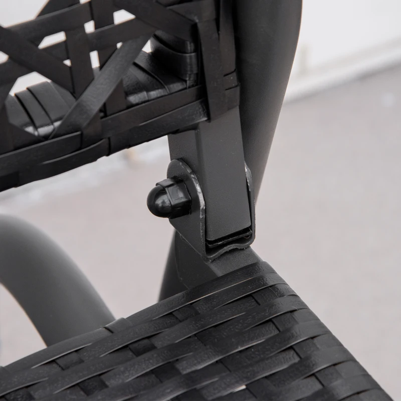 Outsunny 2 Seater Wicker Outdoor Glider Bench, Patio Swing Garden Bench, Garden Loveseat Rocking Chair, w/ Extra Wide Seat, Curved Backrest for Backyard, Poolside, Lawn, Black