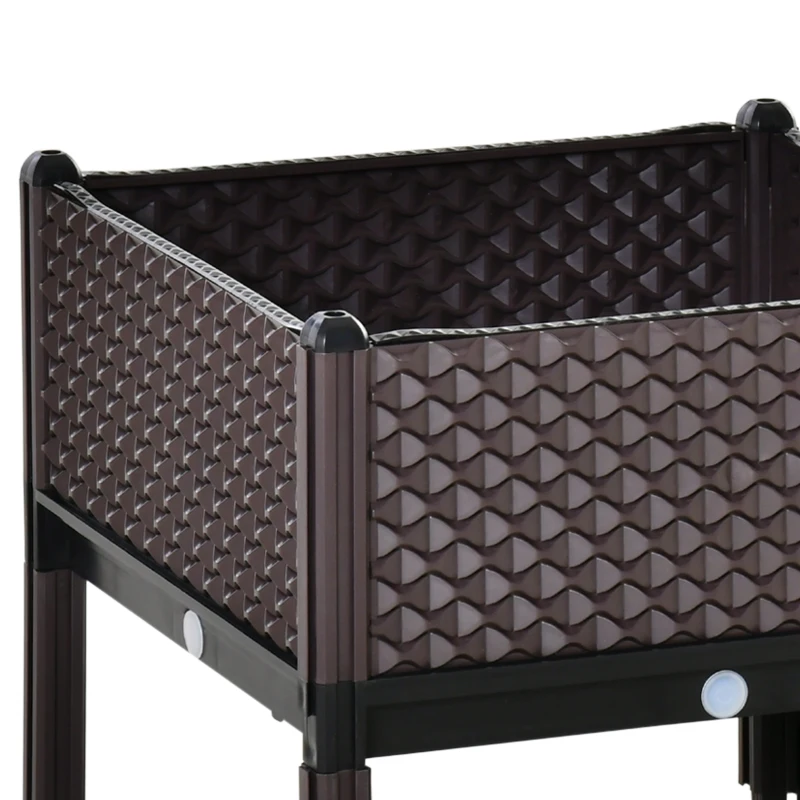 Outsunny Set of 2 Plastic Raised Garden Bed, Planter Box, Flower Vegetables Planting Container with Self-Watering Design and Drainage Holes for Patio Balcony