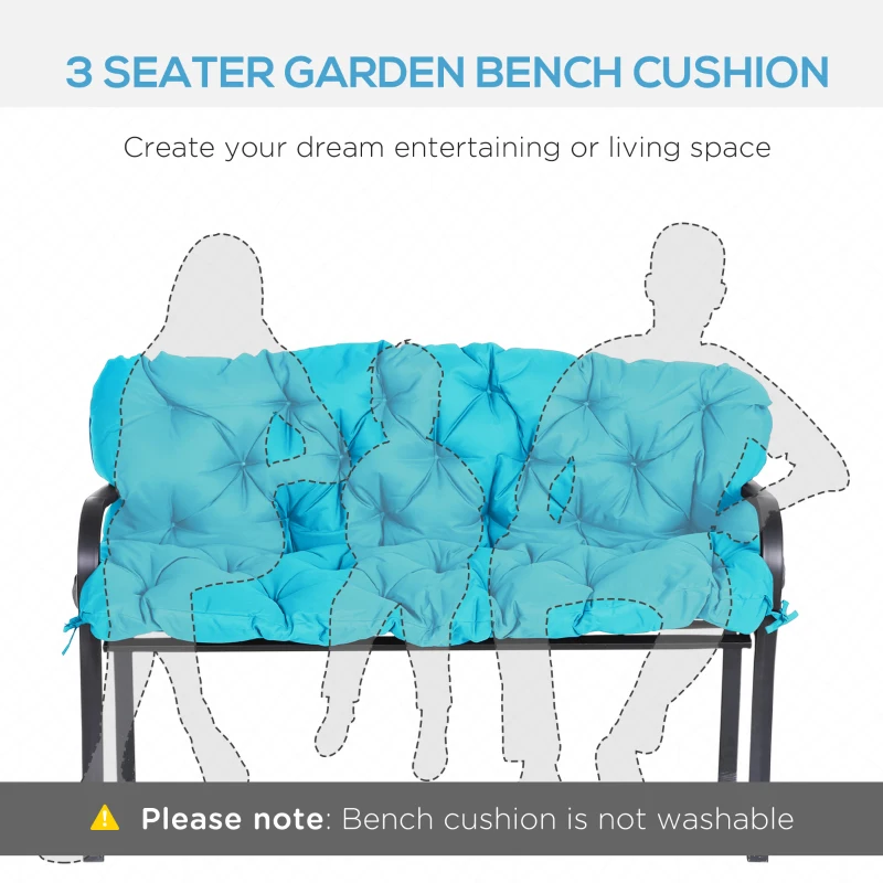 Outsunny Porch Swing Cushion Garden Bench Cushion with Backrest, Non-Slip 3-Seater Soft Pad, Swing Chair Mat Replacement for Indoor and Outdoor, 59.1" x 38.6", Turquoise