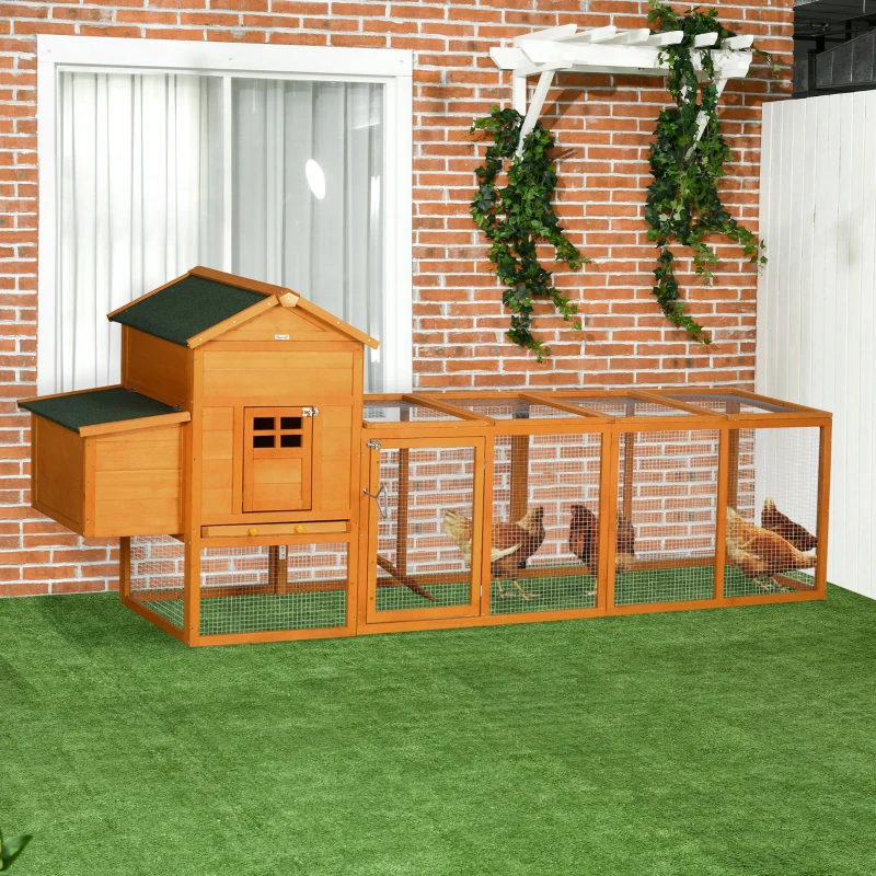 PawHut Extra Large Run Included Chicken Coop with Removable Tray Orange