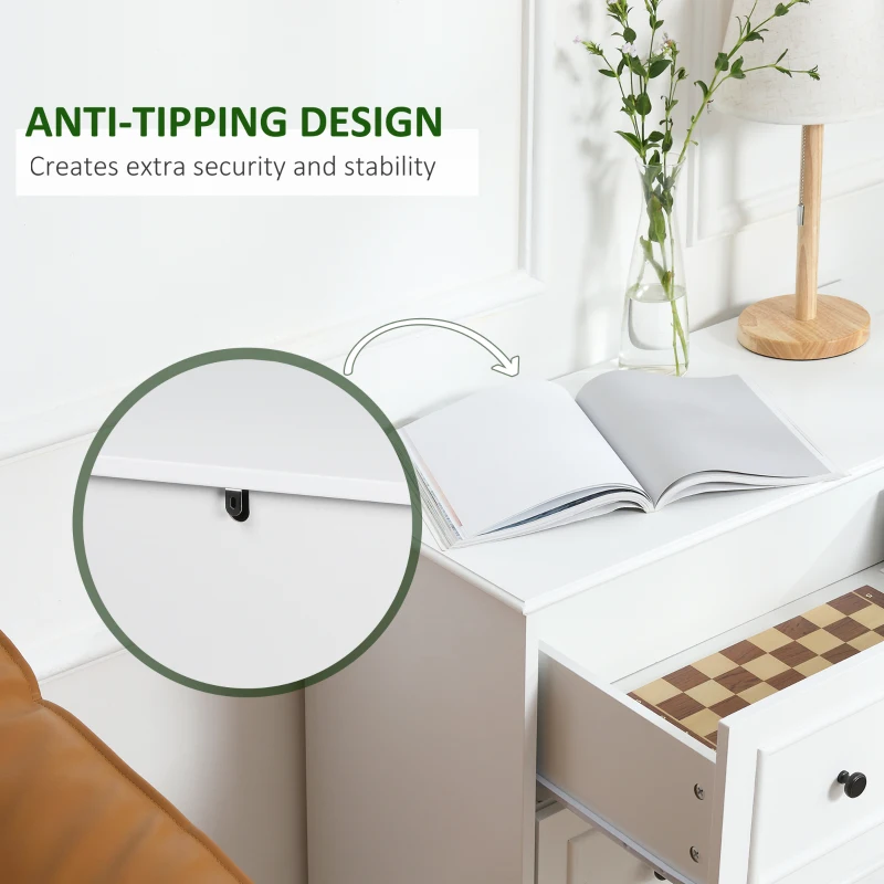 HOMCOM 3-Drawer Dresser Tower Storage Cabinet, Chest of Drawers for Bedroom, Hallway, Living Room and Bathroom, White