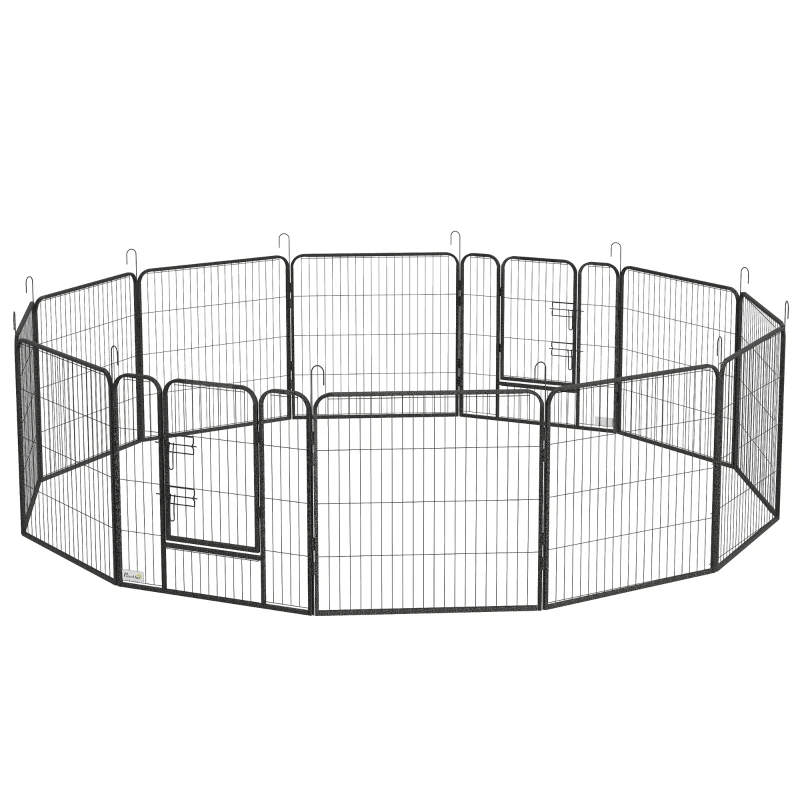 PawHut Dog Pen with Gate, 12 Panels Puppy Playpen, Dog Fence, 31.5"H