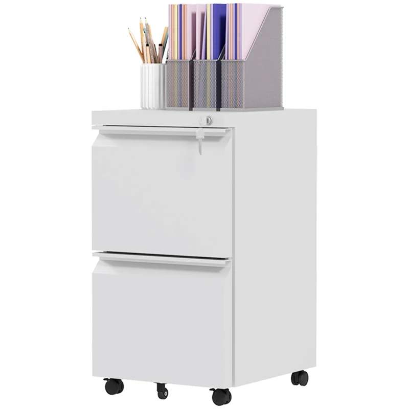 Vinsetto Mobile Vertical Filing Cabinet with Lock, 2-Drawer Steel File Cabinet with Adjustable Hanging Bar for Letter, A4 and Legal Size, White