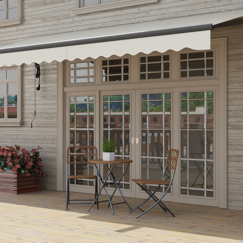 Outsunny 15' x 10' Electric Retractable Awning with Remote Controller, All Aluminum Frame Patio Awning, UV30+ Protection, White