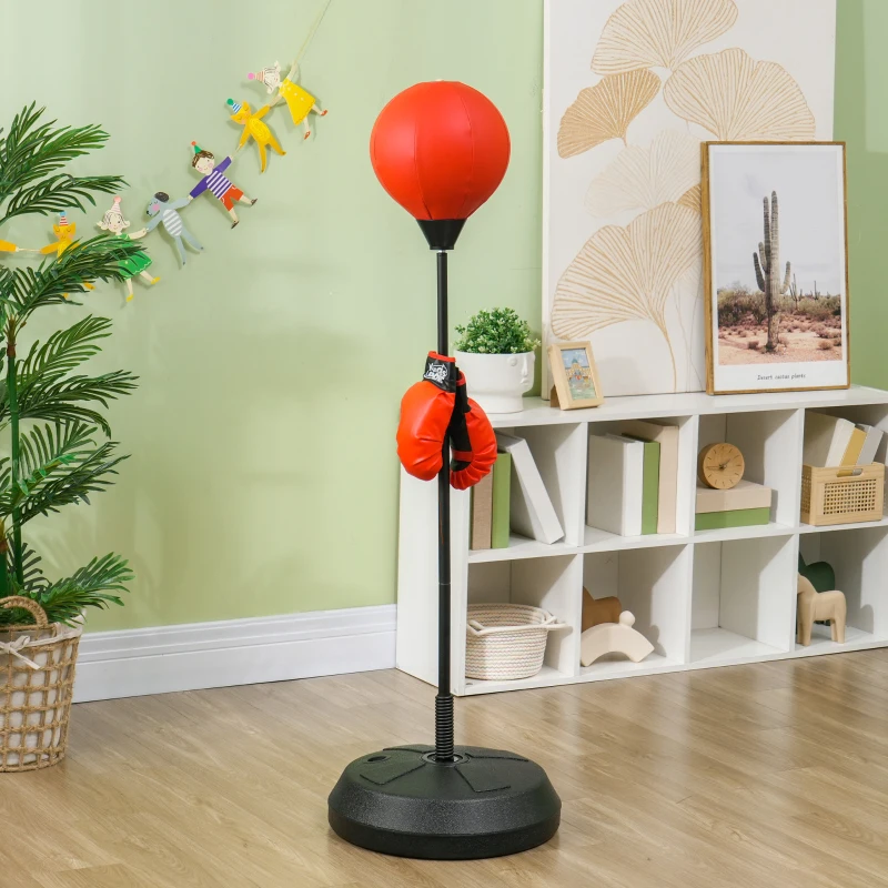 Qaba Punching Bag for Kids w/ Stand & Boxing Gloves, for 5-10 Years