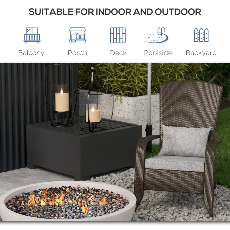 Outsunny Patio Wicker Adirondack Chair, Outdoor Rattan Muskoka Chair with Cushions for Patio, Garden, Backyard, Grey