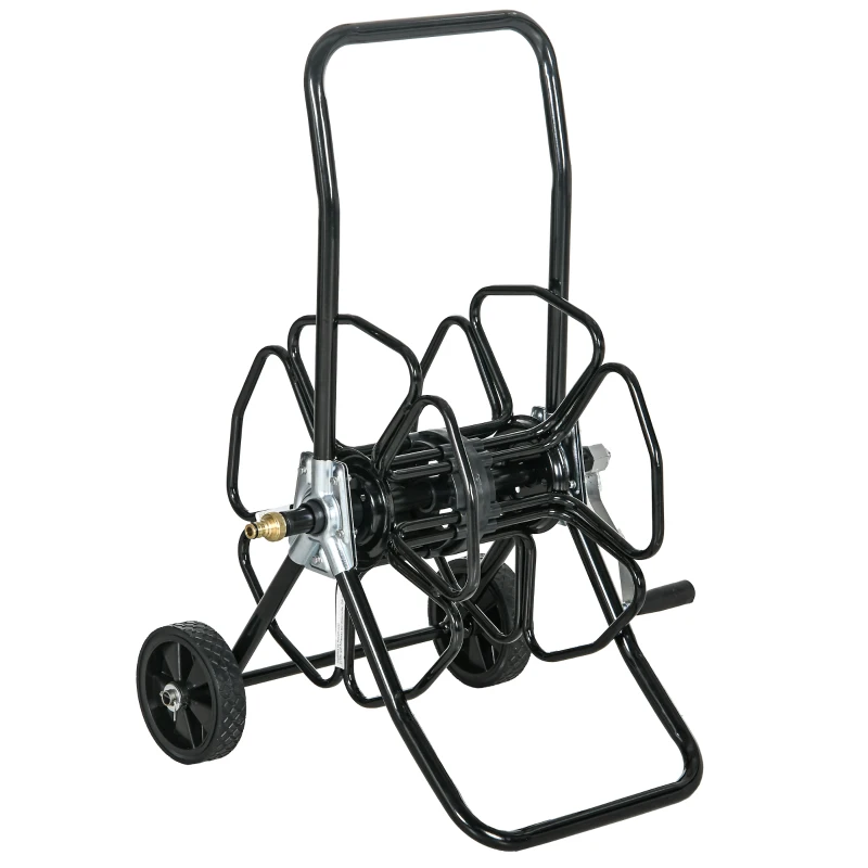 Outsunny Garden Hose Reel Cart, Portable Water Hose Cart Hold Up to 98' of 5/8" Hose (Hose Not Included), Black