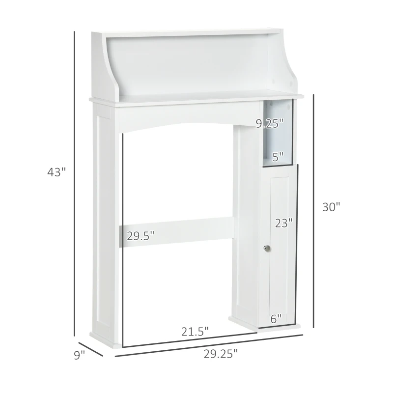 kleankin Over The Toilet Storage, Bathroom Organizer with Adjustable Inner Shelf, and Door Cabinet, White