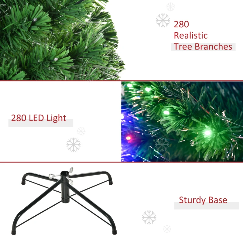HOMCOM 7' Pre-lit LED Optical Fiber Christmas Tree Artificial Home Décor