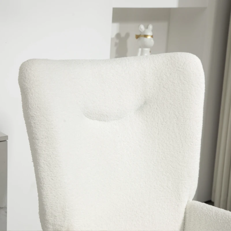 HOMCOM Modern Accent Armchair, Sherpa Boucle Lounge Chair with Metal Legs for Living Room, Bedroom, White