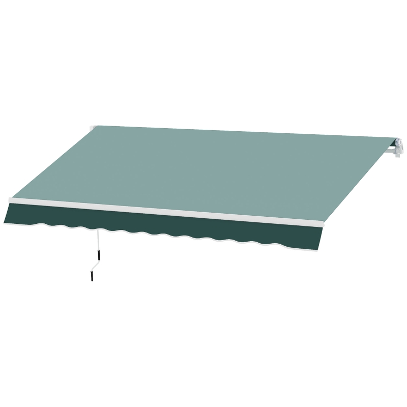 Outsunny 8' x 7' Patio Retractable Awning/Manual Exterior Sun Shade Deck Window Cover, Green