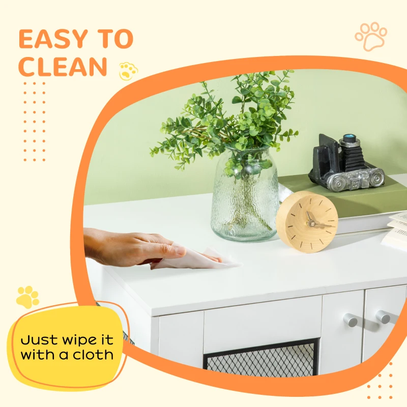 PawHut Dog Crate Furniture with Water-resistant Cushion, Dog Crate End Table with Double Doors, Indoor Pet Crate for Small Medium Dogs Indoor Use, White