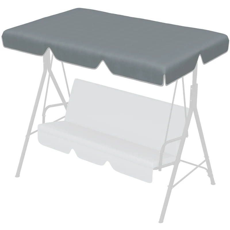 Outsunny 84A-054 Series 2/3 Seater Swing Canopy Replacement, Outdoor Swing Seat Top Cover (Canopy Only), Gray