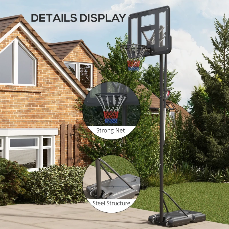 Soozier 7.7-10ft Basketball Hoop, Freestanding Basketball System with 43'' Shatterproof Backboard and Wheels