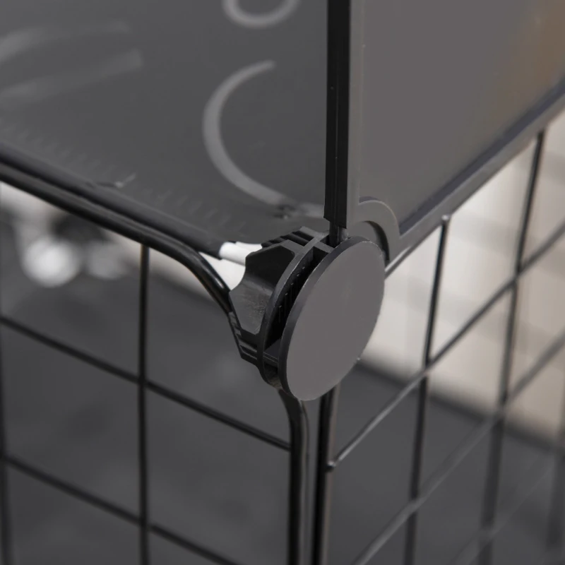 PawHut 34 Panels Pet Playpen, Small Animal Playpen with Doors, Ferret Cage, Portable Metal Wire Yard for Kittens, 41" x 27.5" x 46"