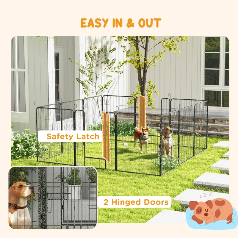 PawHut Dog Pen with Gate, 12 Panels Puppy Playpen, Dog Fence, 39"H