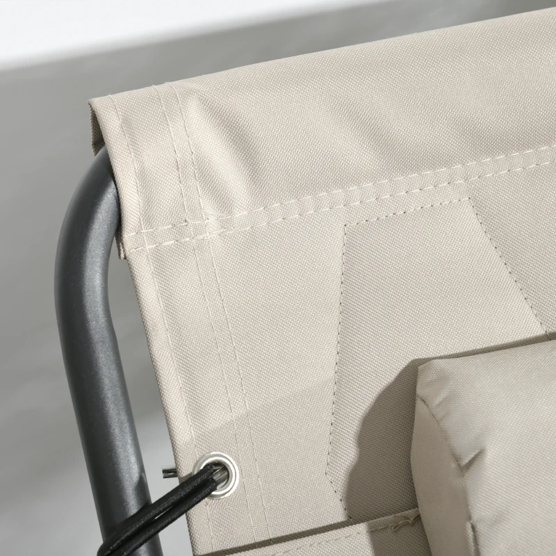 Outsunny Folding Chaise Lounge Set with Reclining Back, 25.6" x 74" x 14.2", Khaki