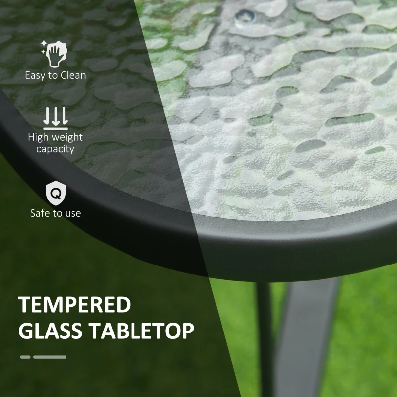 Outsunny 42-inch Patio Dining Table with Umbrella Hole Square Outdoor Bistro Table for Garden Lawn Backyard, Steel