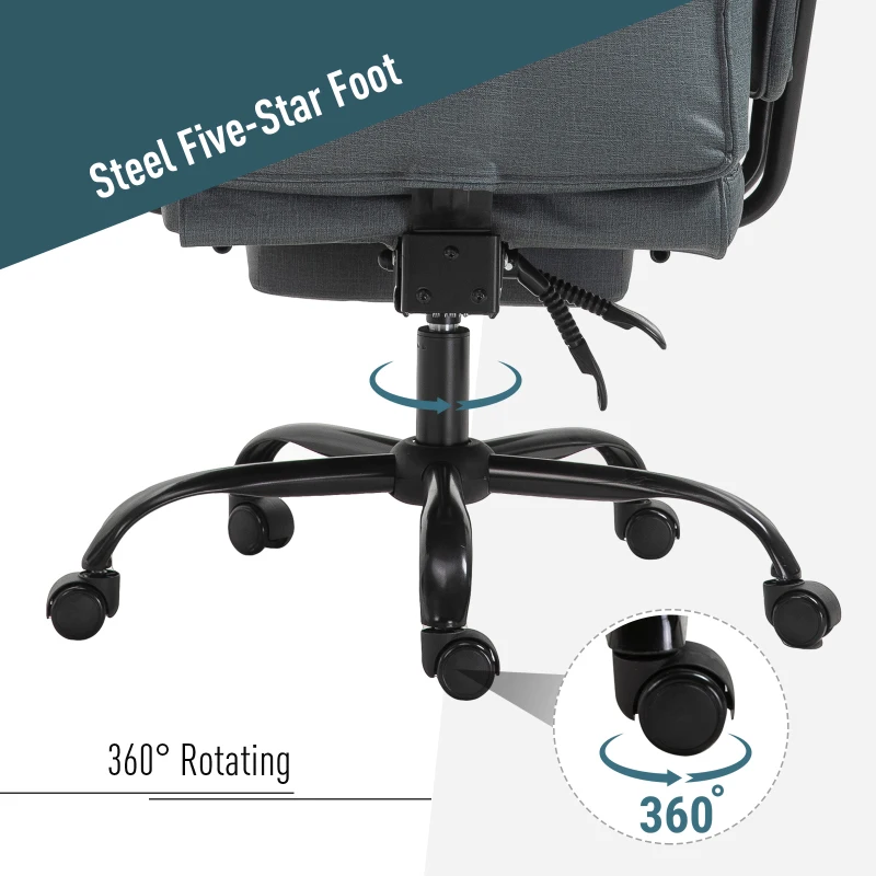 Vinsetto Swivel Reclining Office Chair with Ergonomic with Footrest, Grey